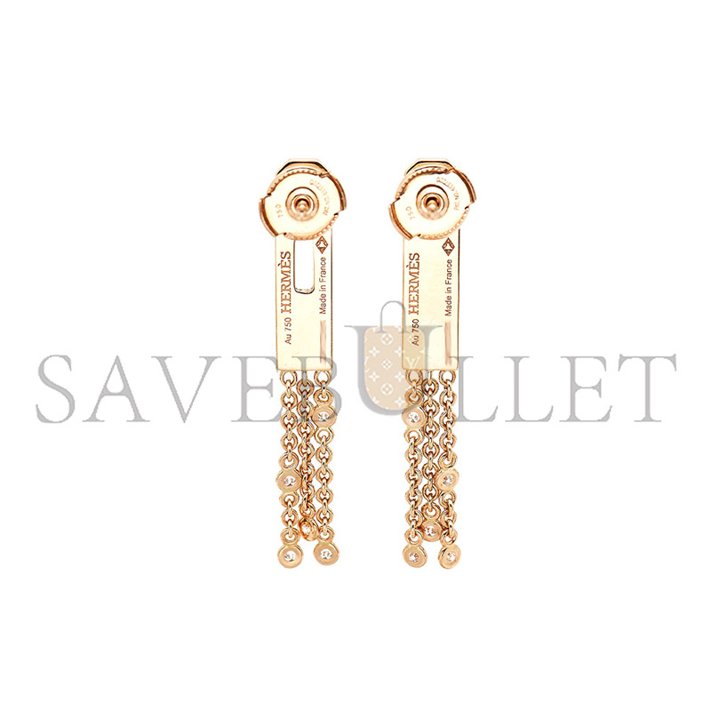 HERMÈS KELLY GAVROCHE DIAMONDS 18K ROSE GOLD EARRINGS 